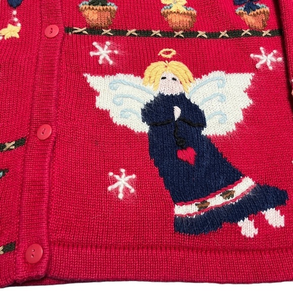 The Quacker Factory Vintage Red Angel Cardigan Size Medium - Picture 10 of 11